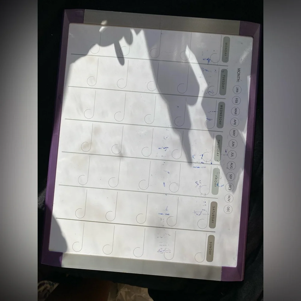 Dry erase calendar